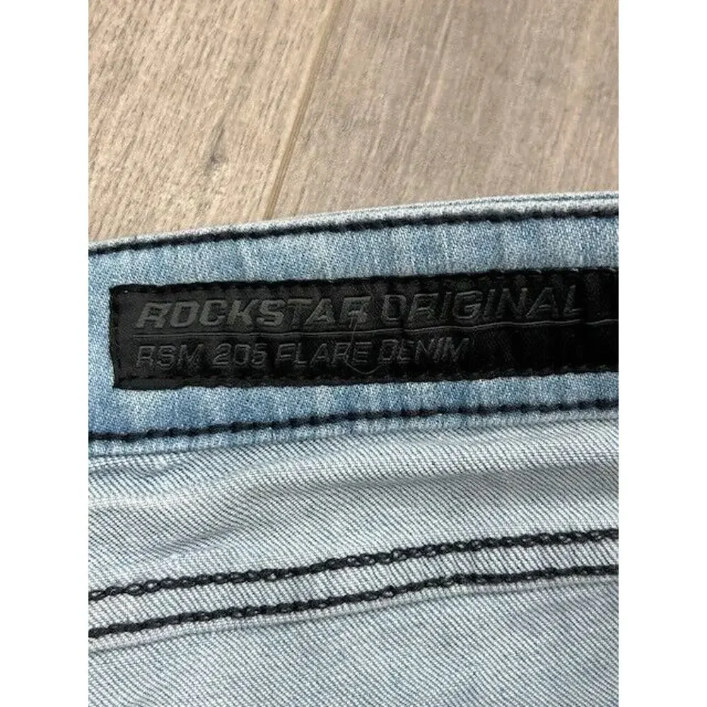 Rockstar Original Mens Stacked Flare Denim‎ Jeans Shake Blue 32 NWT Streetwear